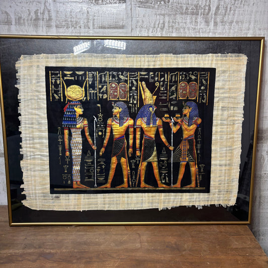 Eygpt Papyrus Painting Framed In Gold Frame