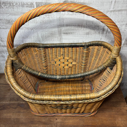Vintage Wicker Magazine Rack W/ Handles