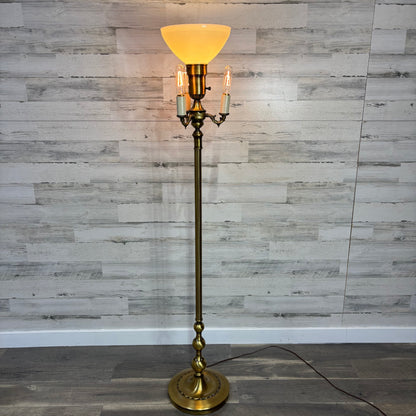 Vintage Four Light Torchiere Milk Glass Floor Lamp