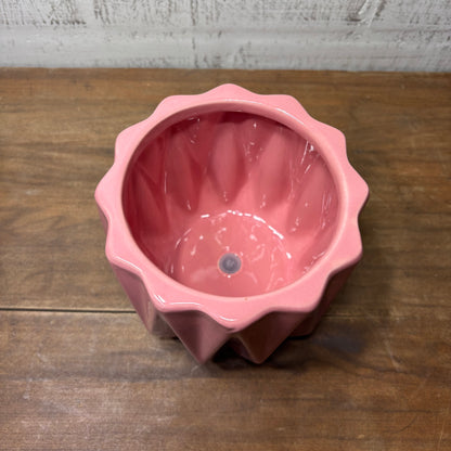 Pink Geometric Ceramic Pot