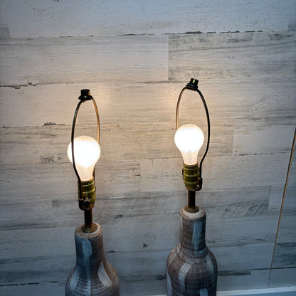 Vintage Design Technics Influenced Bottle Style Textured Lamp Set