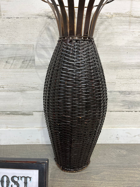 Woven Wicker Metal Decorative Vase