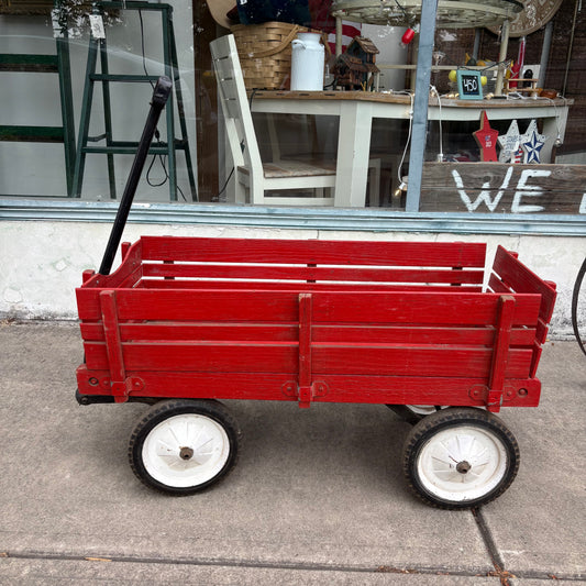 Antique Red Wooden Wagon