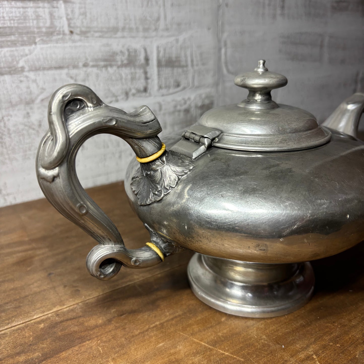 Antique Victorian G. Ritcher Of Sheffield Pewter Teapot