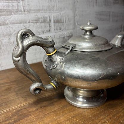 Antique Victorian G. Ritcher Of Sheffield Pewter Teapot