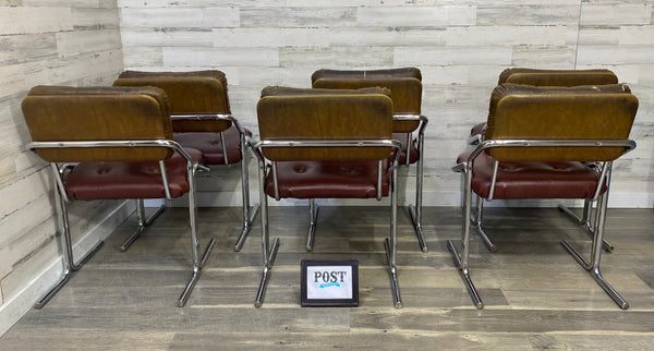 Vintage Mid Century Chrome & Vinyl Chairs Set Of 6