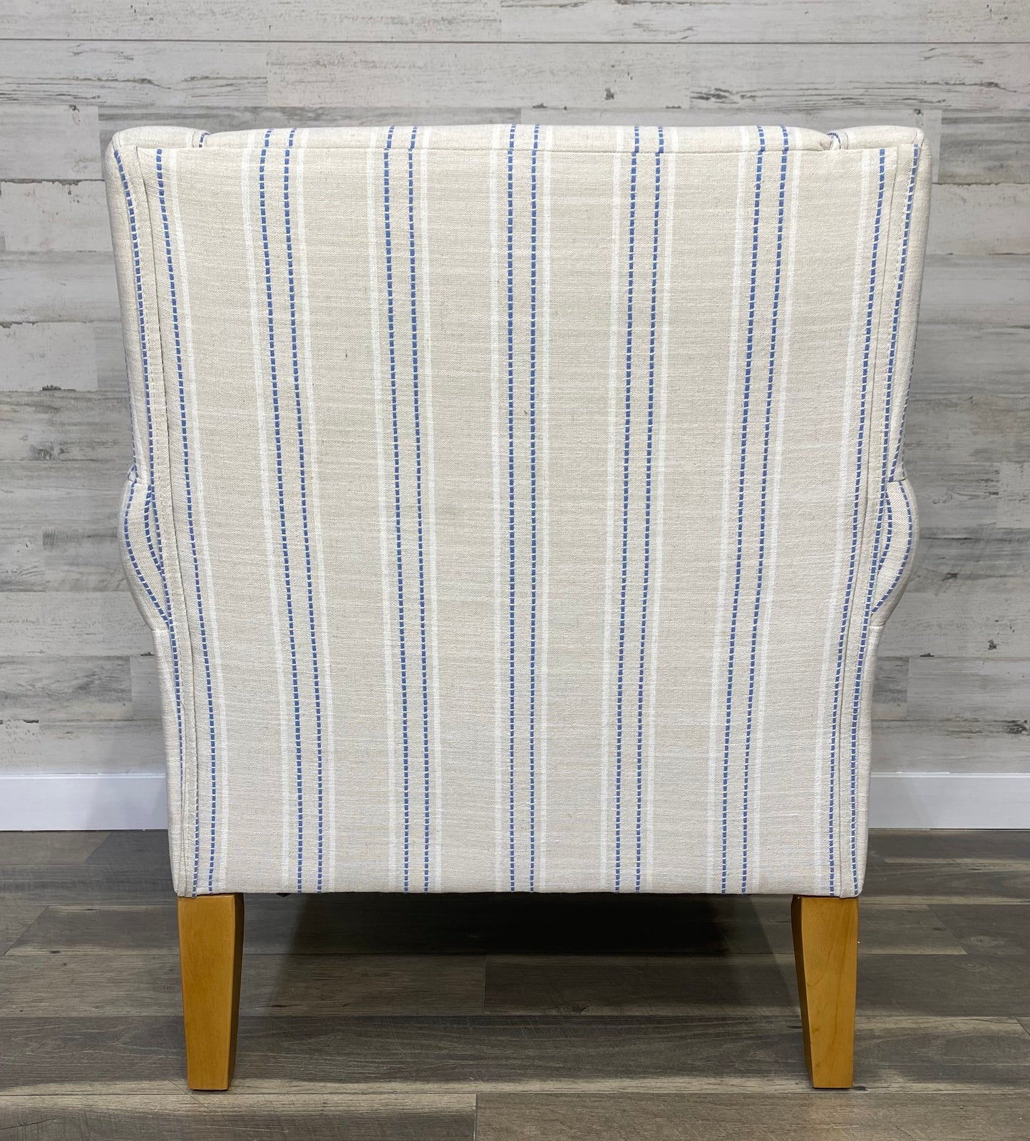 Ivory & Blue Stripe Accent Chair