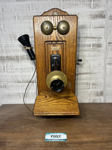 Antique Oak Wood 1910 Western Electric Company Telephone