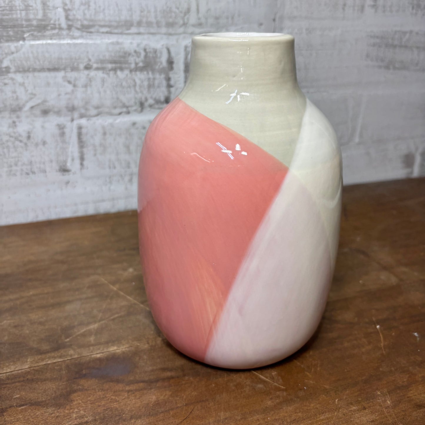 Pink And White Geometric Vase