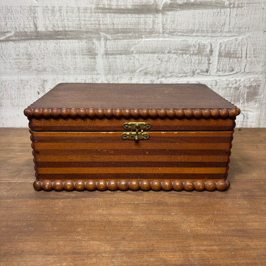 Antique Handmade Victorian Era Wooden Trinket Box