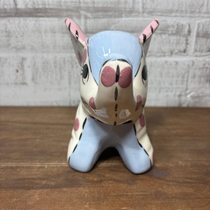 Vintage White And Blue Polka Dot Elephant Planter