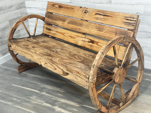 Rustic Wagon Wheel Bench - Custom Made