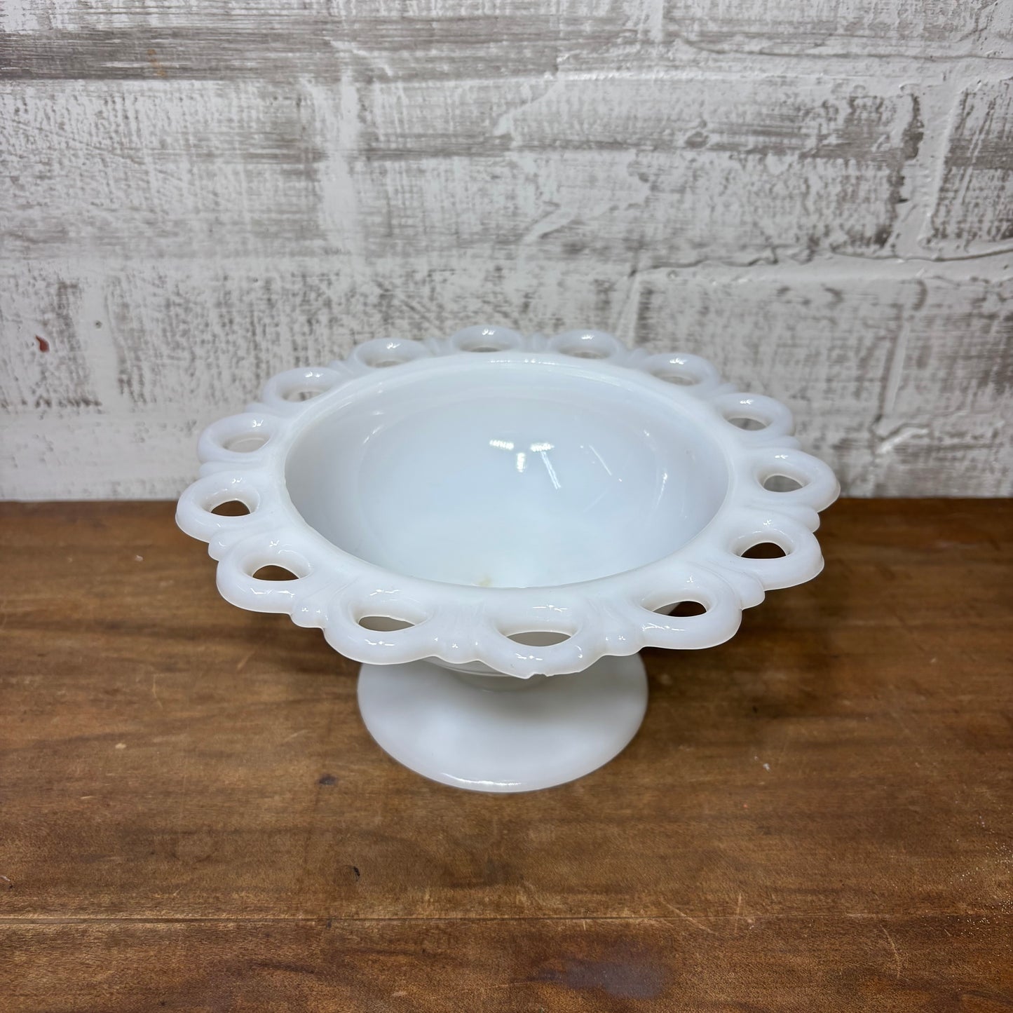 Vintage Anchor Hawking Milk Glass Pedestal Bowl