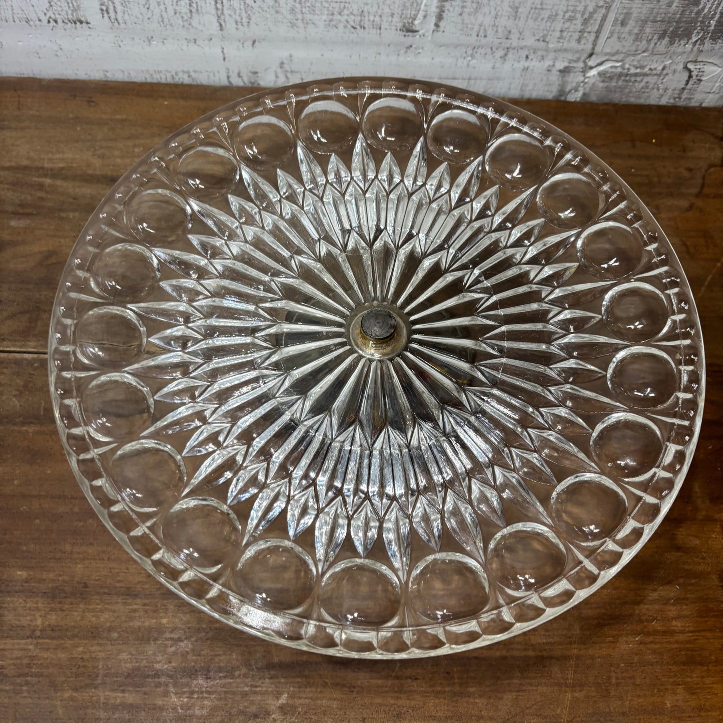 Vintage Glass Crystal Silver Pedestal Cake Stand Table
