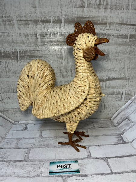 Vintage Wicker Rooster Figurine