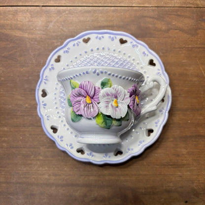 Lavender Lace Teacup & Saucer Wall Decor