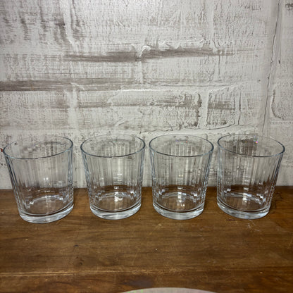 Set Of Four Ribbed Low Glasses