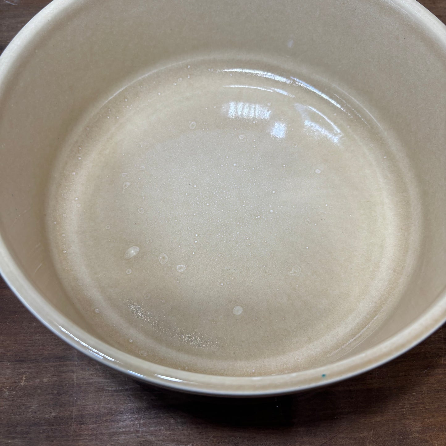 Large Beige Stoneware Bowl Made In Portugal