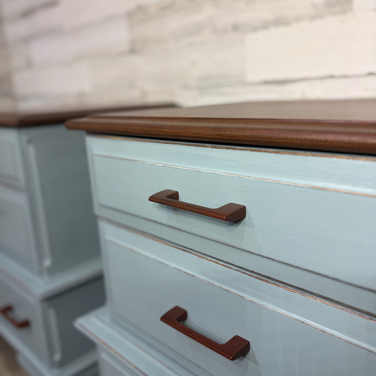 Set Of 2 Matching Blue/Gray Nightstands