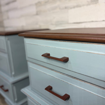 Set Of 2 Matching Blue/Gray Nightstands