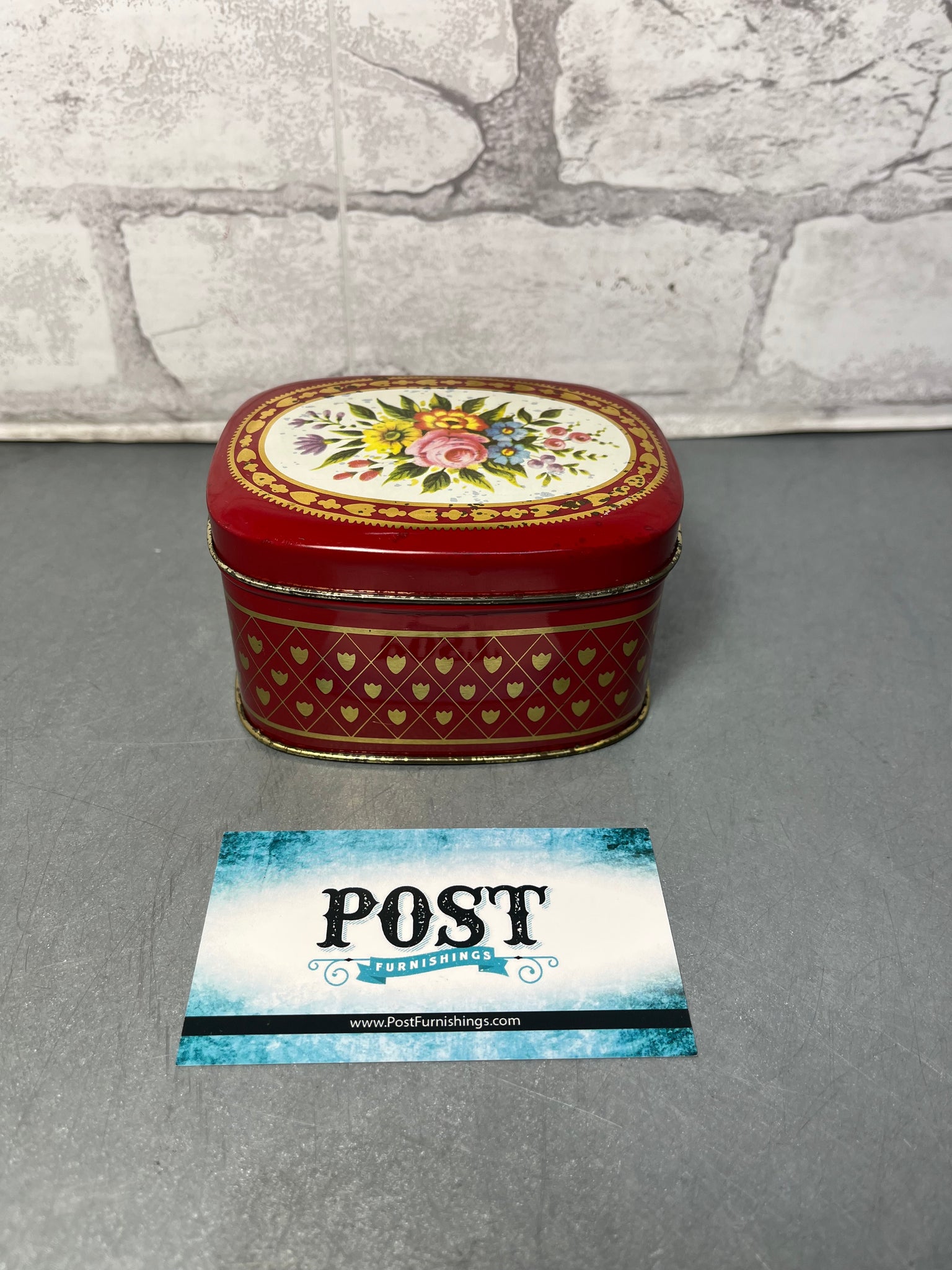 Antique Small Floral Tin