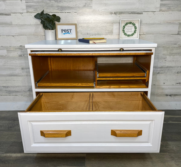 White File Cabinet W/ Printer Tray