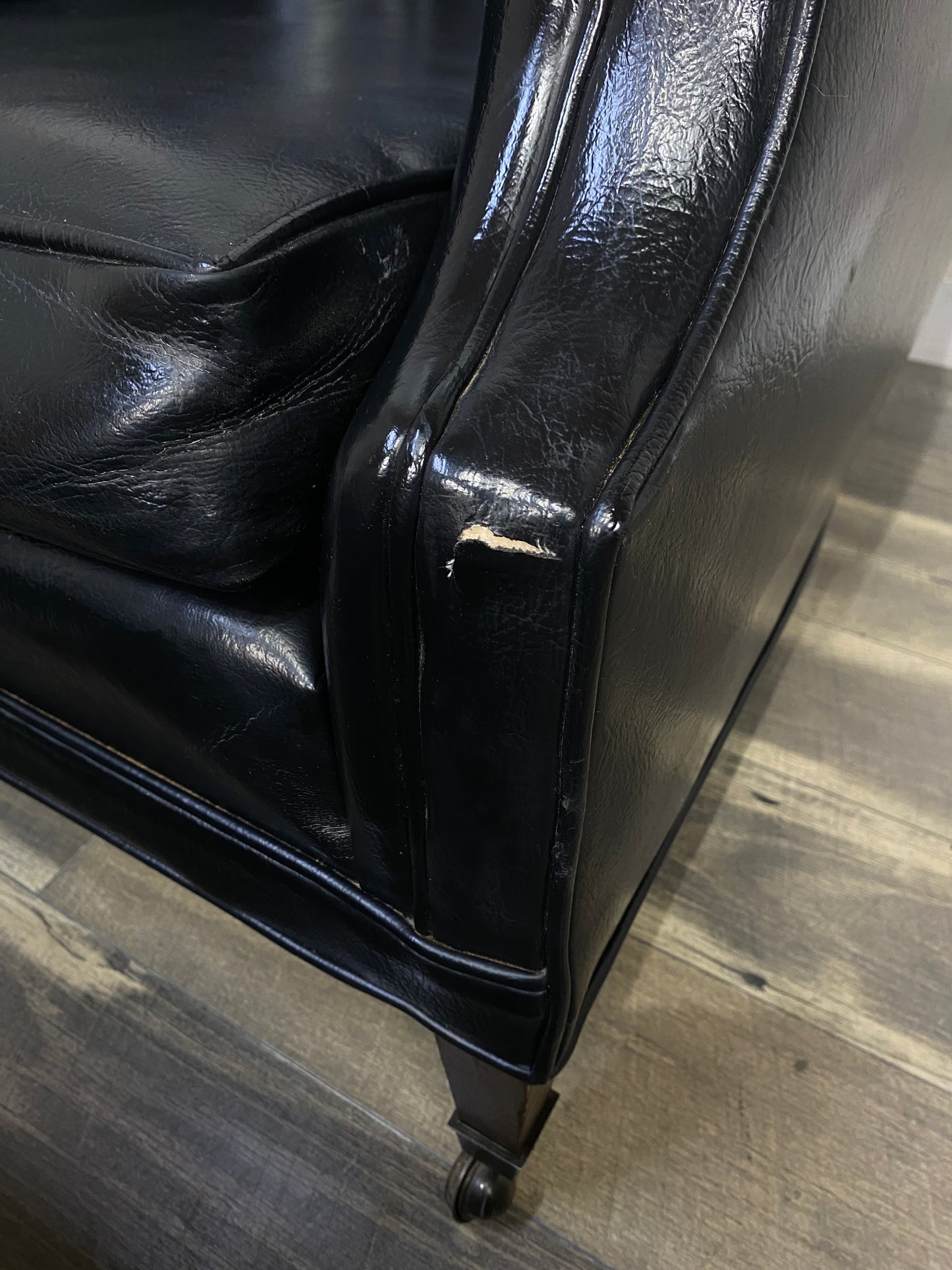 Mid Century Black Tufted Chair & Ottoman