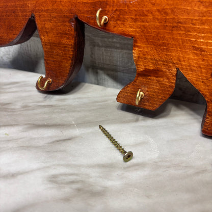 Solid Wood Bear Shaped Hanging Key Holder with Six Hooks