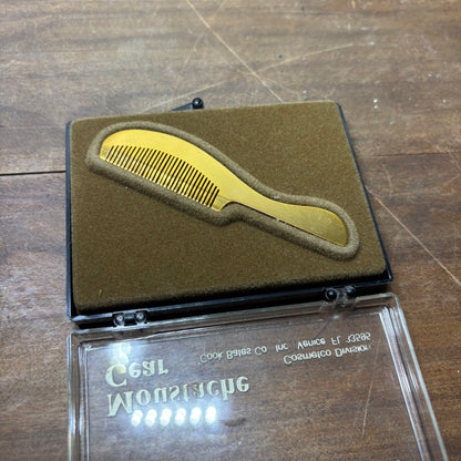 Vintage Mr. Del Oro Moustache Gear Gold Tone Comb And Case