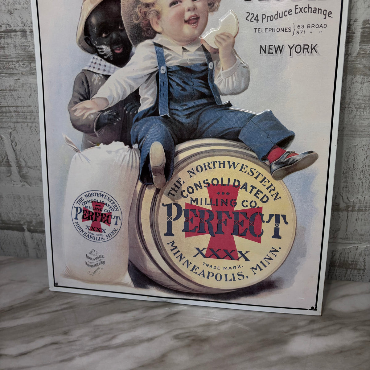 Vintage Style N.T. Swezey’s Son & Co. Embossed Flour Tin Sign