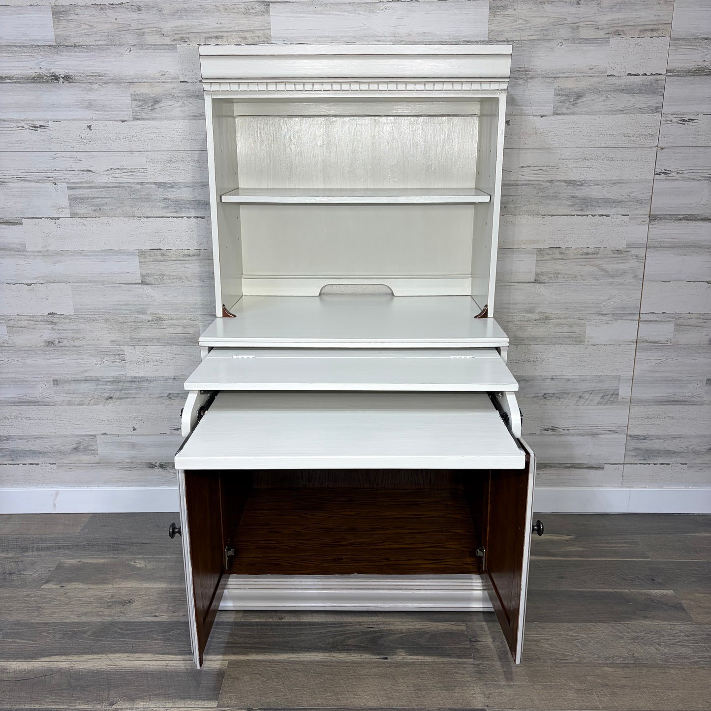 White Secretary Desk with Hutch China Hutch