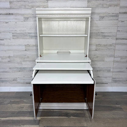 White Secretary Desk with Hutch China Hutch