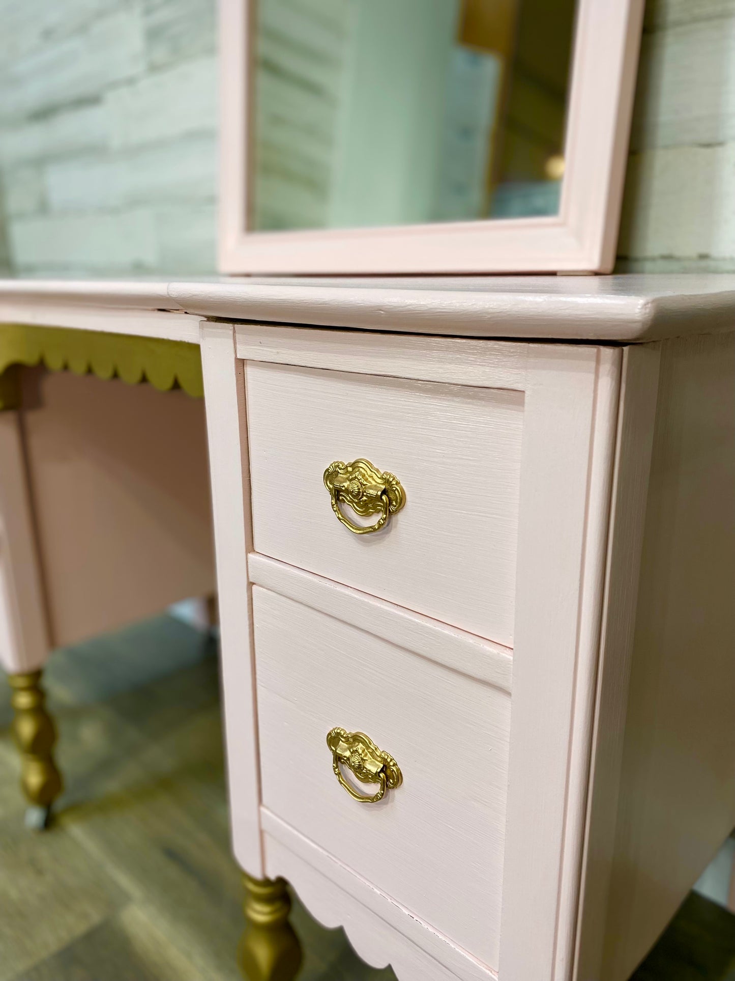 Antique Vanity Set Desk & Mirror