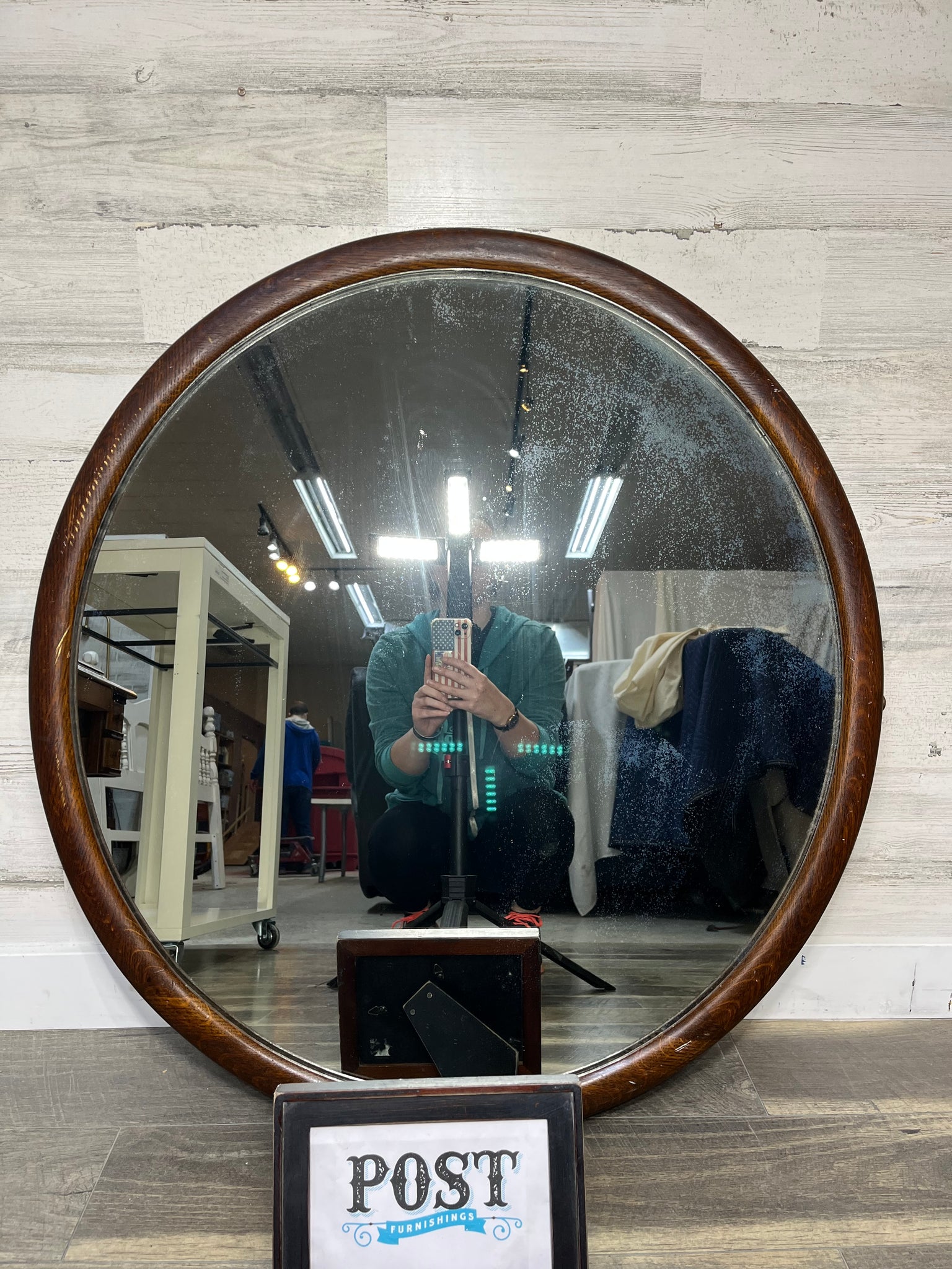 Antique Quarter Swan Oak Mirror