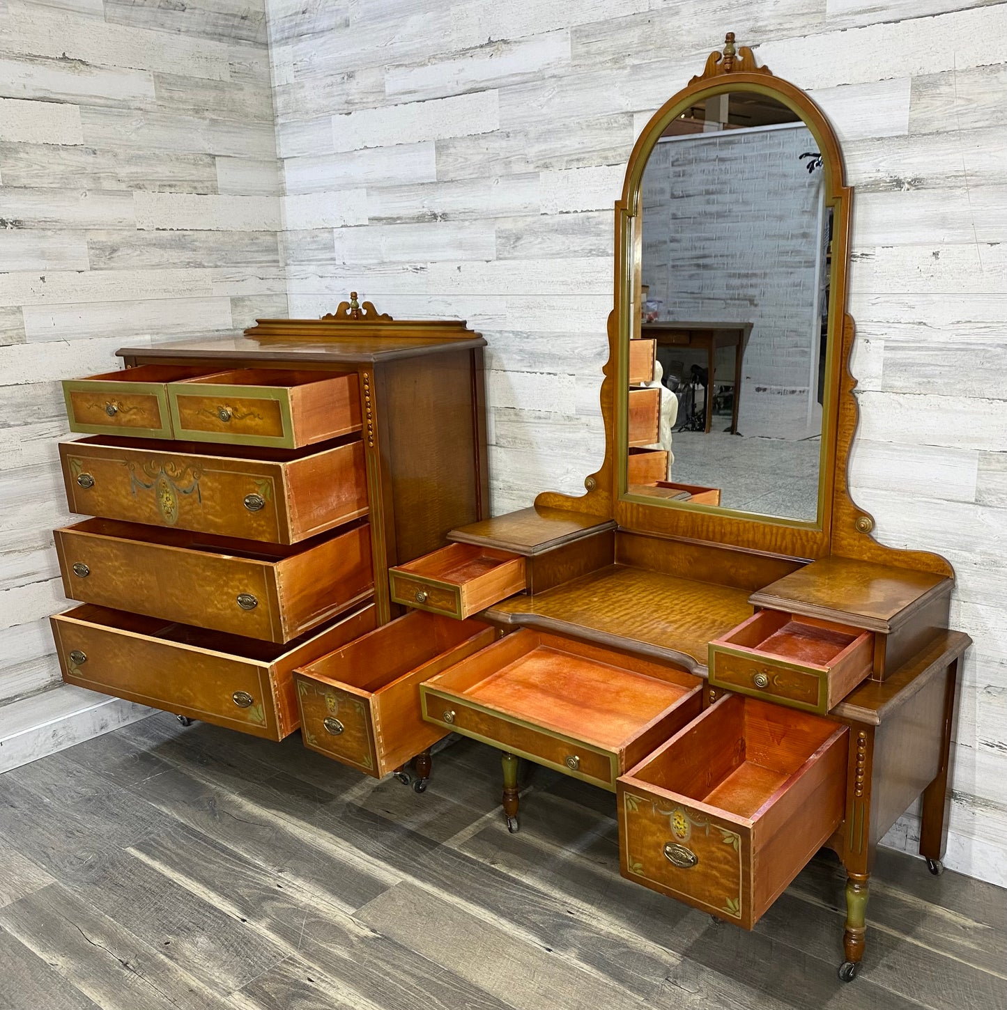 Antique Dresser & Vanity Desk Set