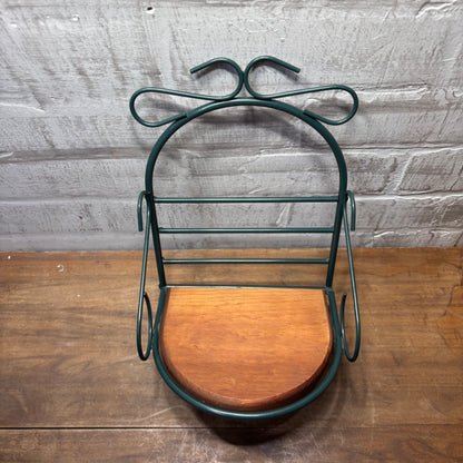 Vintage Green Wire & Wood Shelf