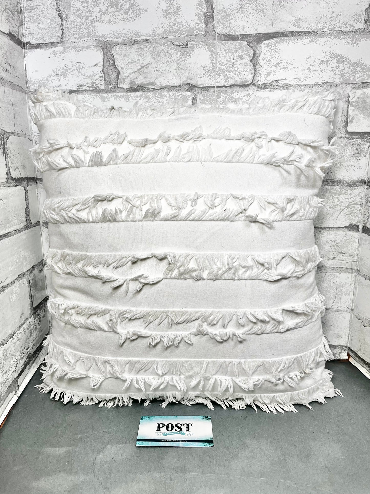 White Fringed Pillow