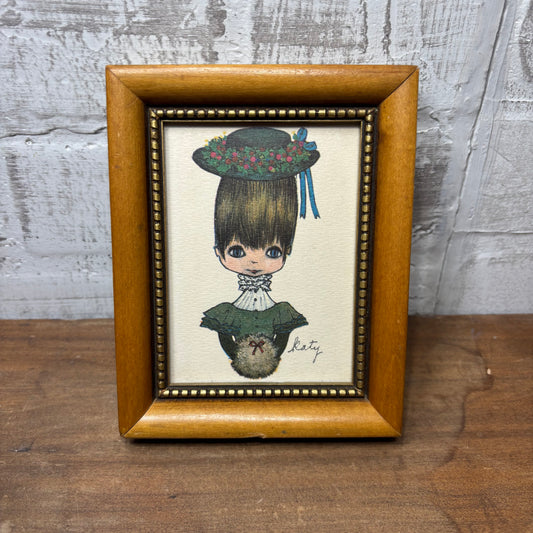 Vintage "Big eyes" Print by Artist Katy Jablonski Zimmie