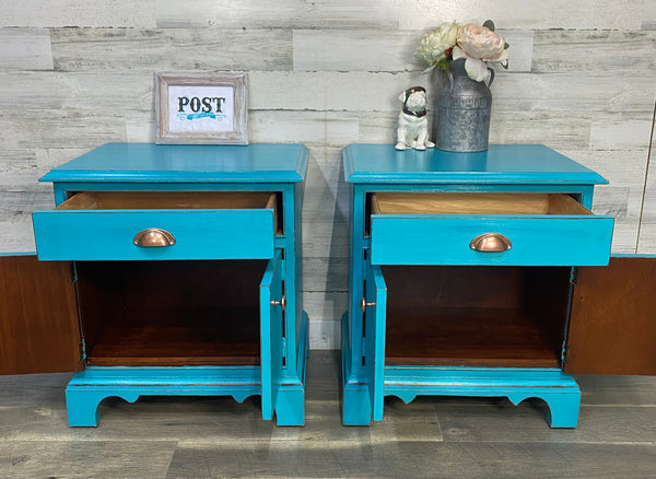 Matching Set Of 2 Teal Nightstands