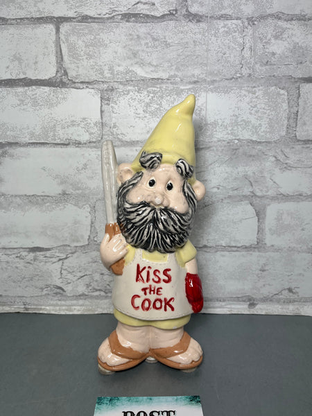 “Kiss The Cook” Ceramic Gnome