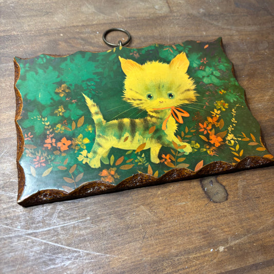 Vintage Whimsical Kitten Wall Plaque