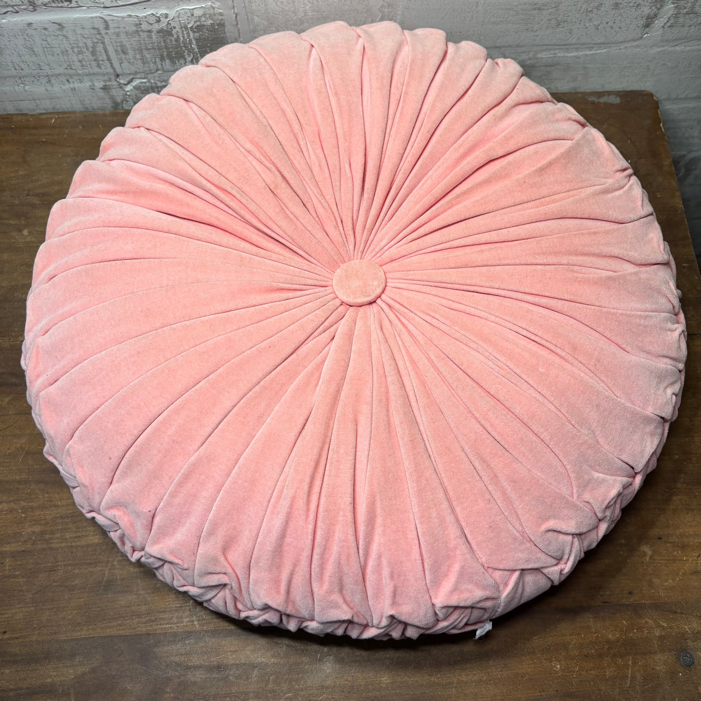 Pink Round Velvet Pillow