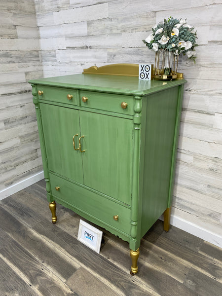 Green 7 Drawer Antique Dresser