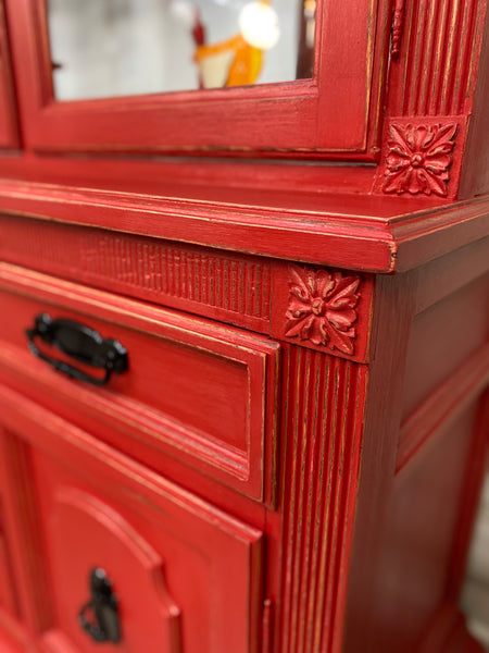 Farmhouse Red China Hutch