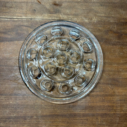 Vintage Glass Flower Frog 16 Holes