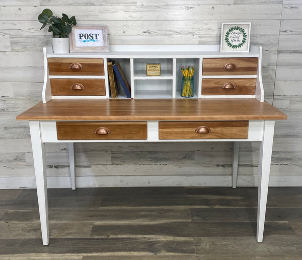 White & Natural Wood Desk