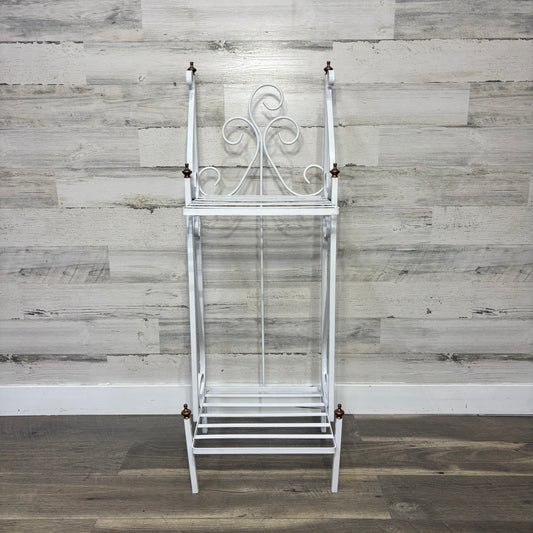 Vintage White Metal Plant Stand