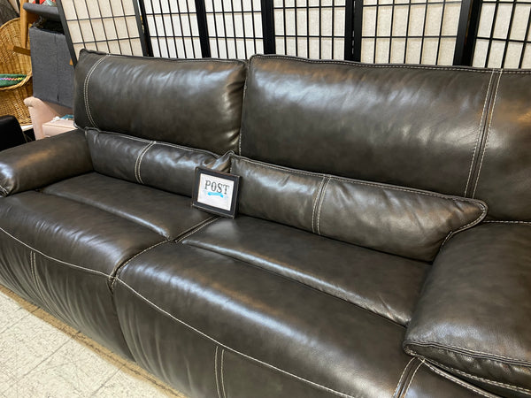 Gray Leather Power Reclining Couch