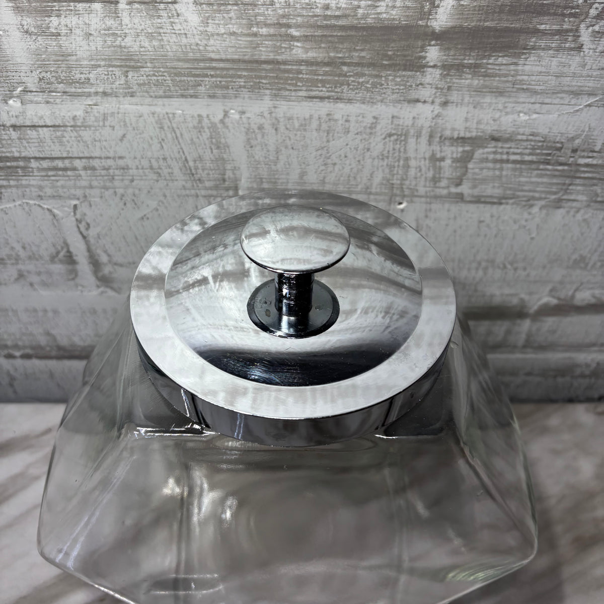 Vintage Hexagon Glass Candy Jar