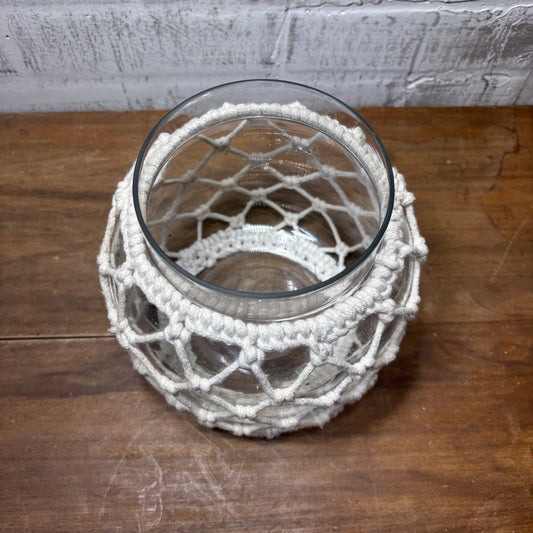 Macrame Woven Glass Vase/ Candle Holder